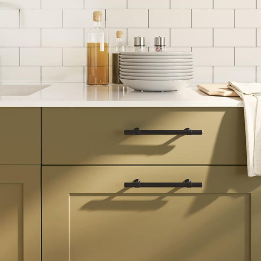 vidaXL Λαβές Ντουλαπιών 10 τεμ. Μαύρες 128 χιλ. από Ανοξείδωτο Ατσάλι