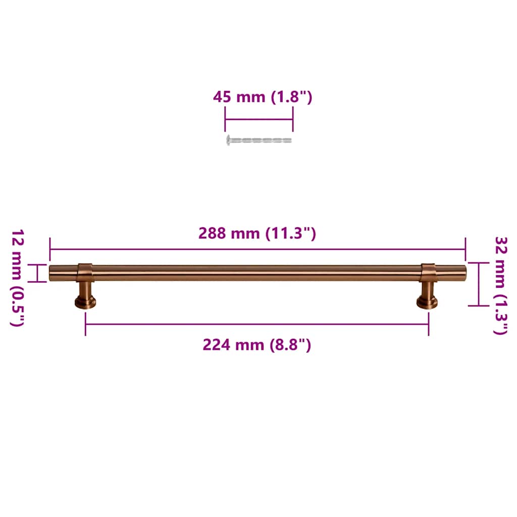 vidaXL Λαβές Ντουλαπιών 5 τεμ. Μπρονζέ 224 χιλ. από Ανοξείδωτο Ατσάλι