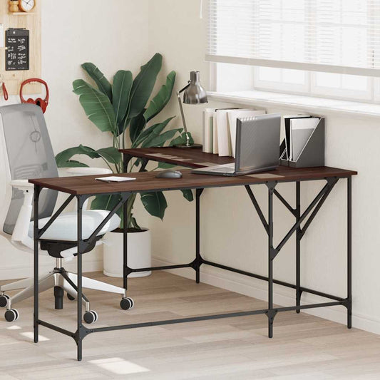vidaXL Γραφείο Καφέ Δρυς 149x149x75 εκ. από Επεξεργασμένο Ξύλο