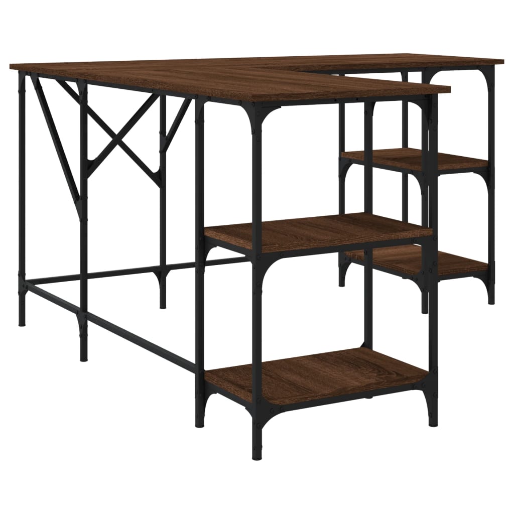 vidaXL Γραφείο Καφέ Δρυς 139x139x75 εκ. από Επεξεργασμένο Ξύλο