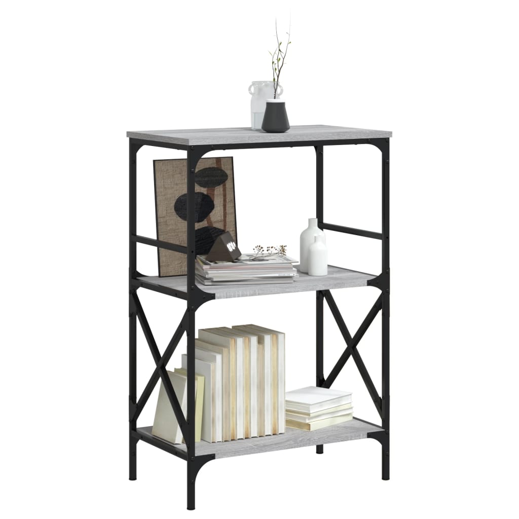 vidaXL Βιβλιοθήκη 3 Επιπέδων Γκρι Sonoma 59x35x90,5 εκ. Επεξεργ. Ξύλο