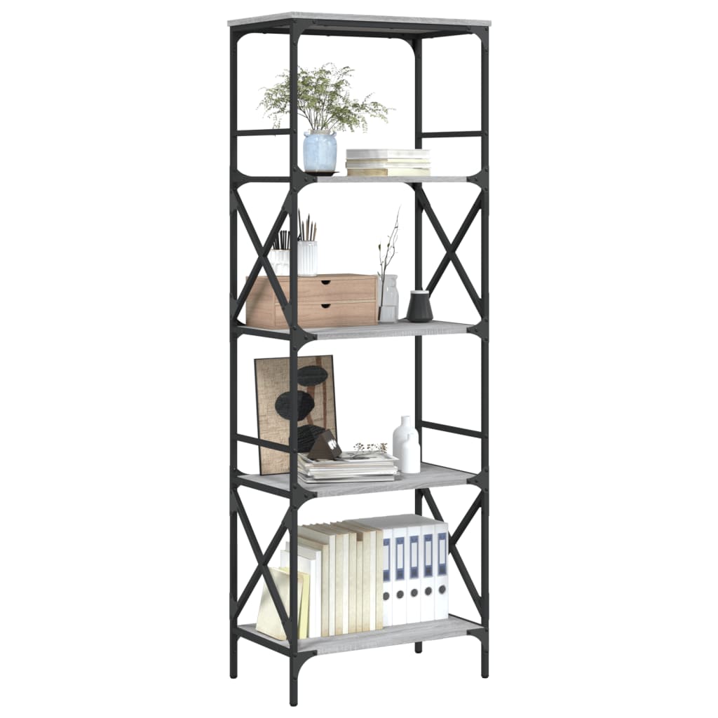 vidaXL Βιβλιοθήκη 5 Επιπέδων Γκρι Sonoma 59 x 35 x 171 εκ. Επεξ. Ξύλο