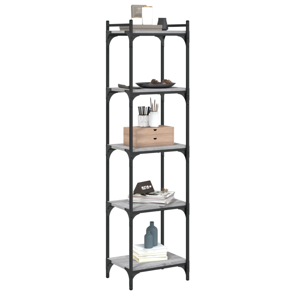 vidaXL Βιβλιοθήκη 5 Επιπέδων Γκρι Sonoma 40x30x154 εκ. Επεξεργ. Ξύλο