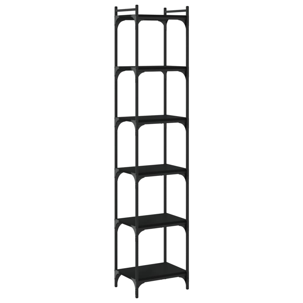vidaXL Βιβλιοθήκη 6 Επιπέδων Μαύρη 40x30x188 εκ. Επεξεργασμένο Ξύλο