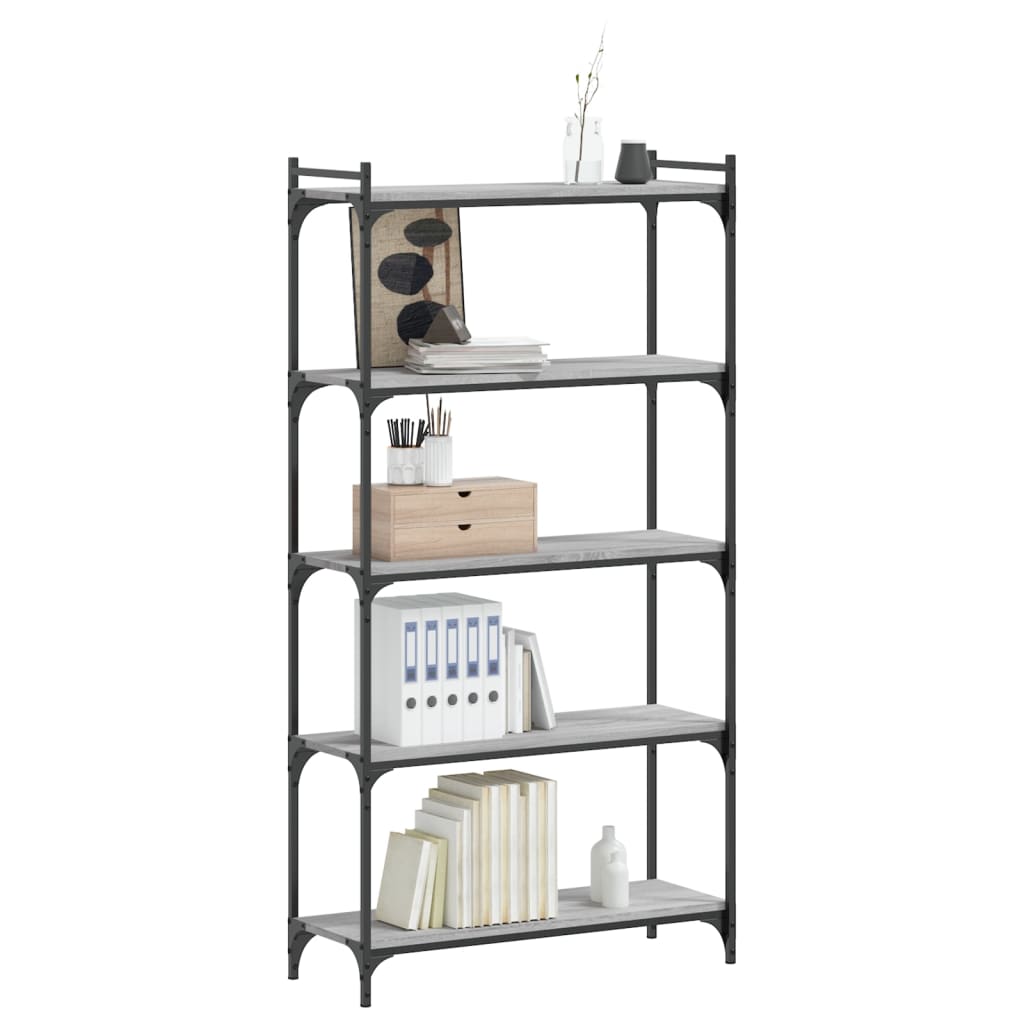 vidaXL Βιβλιοθήκη 5 Επιπέδων Γκρι Sonoma 80x30x154 εκ. Επεξεργ. Ξύλο