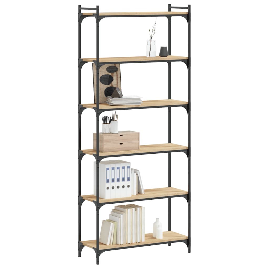 vidaXL Βιβλιοθήκη 6 Επιπέδων Sonoma Δρυς 80x30x188 εκ. Επεξεργ. Ξύλο