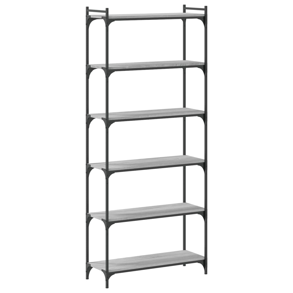 vidaXL Βιβλιοθήκη 6 Επιπέδων Γκρι Sonoma 80x30x188 εκ. Επεξεργ. Ξύλο