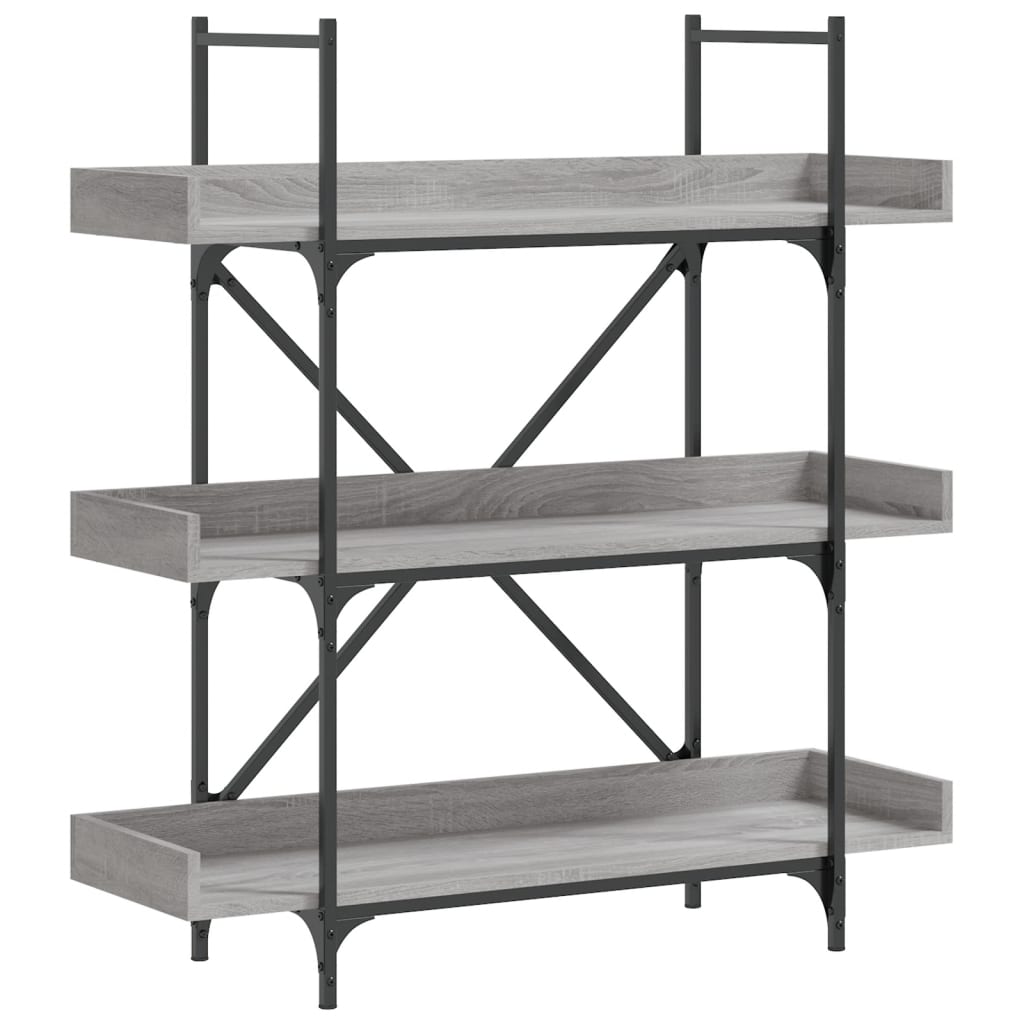 vidaXL Βιβλιοθήκη 3 Επιπέδων Γκρι Sonoma 100x33x108,5εκ. Επεξεργ. Ξύλο