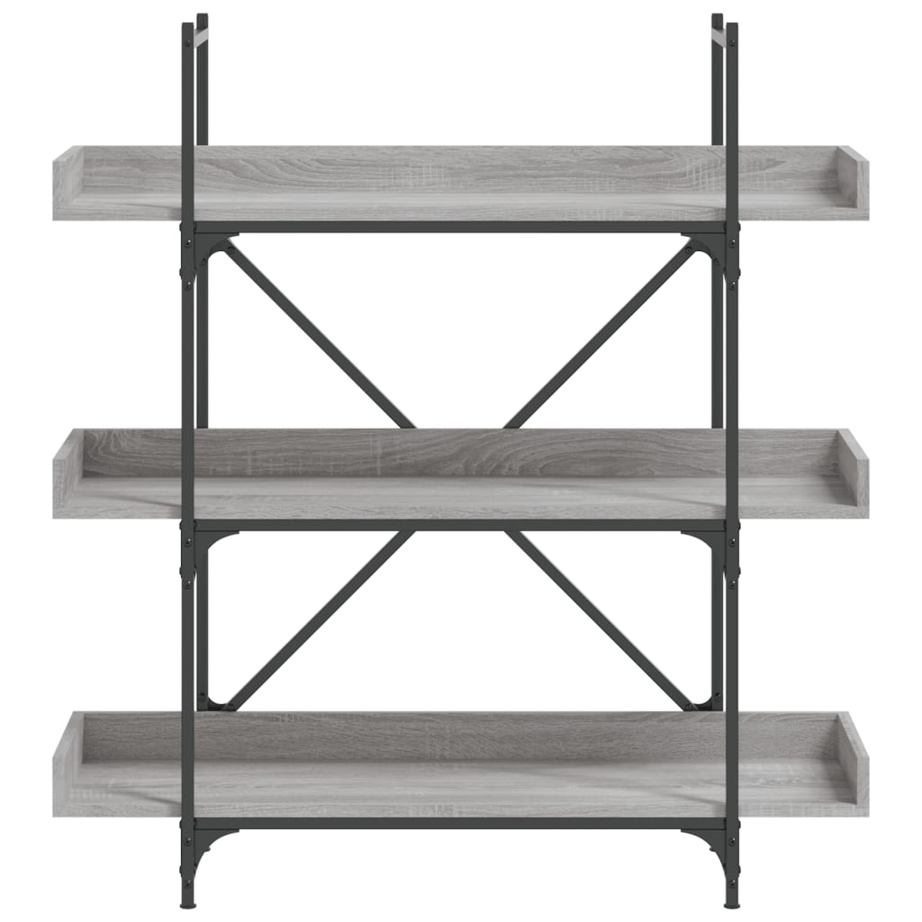 vidaXL Βιβλιοθήκη 3 Επιπέδων Γκρι Sonoma 100x33x108,5εκ. Επεξεργ. Ξύλο