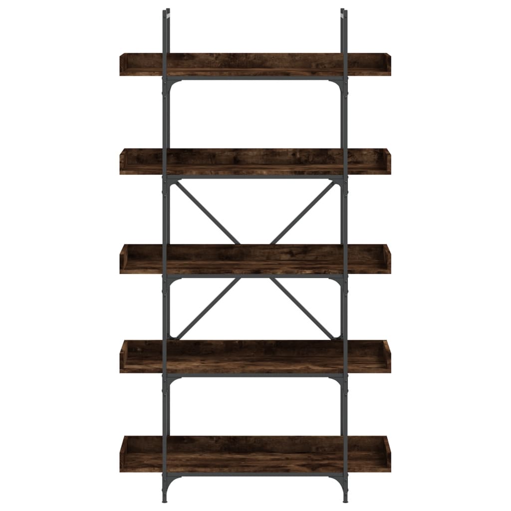 vidaXL Βιβλιοθήκη 5 Επιπέδων Καπνιστή Δρυς 100x33x180,5 εκ. Επεξ. Ξύλο
