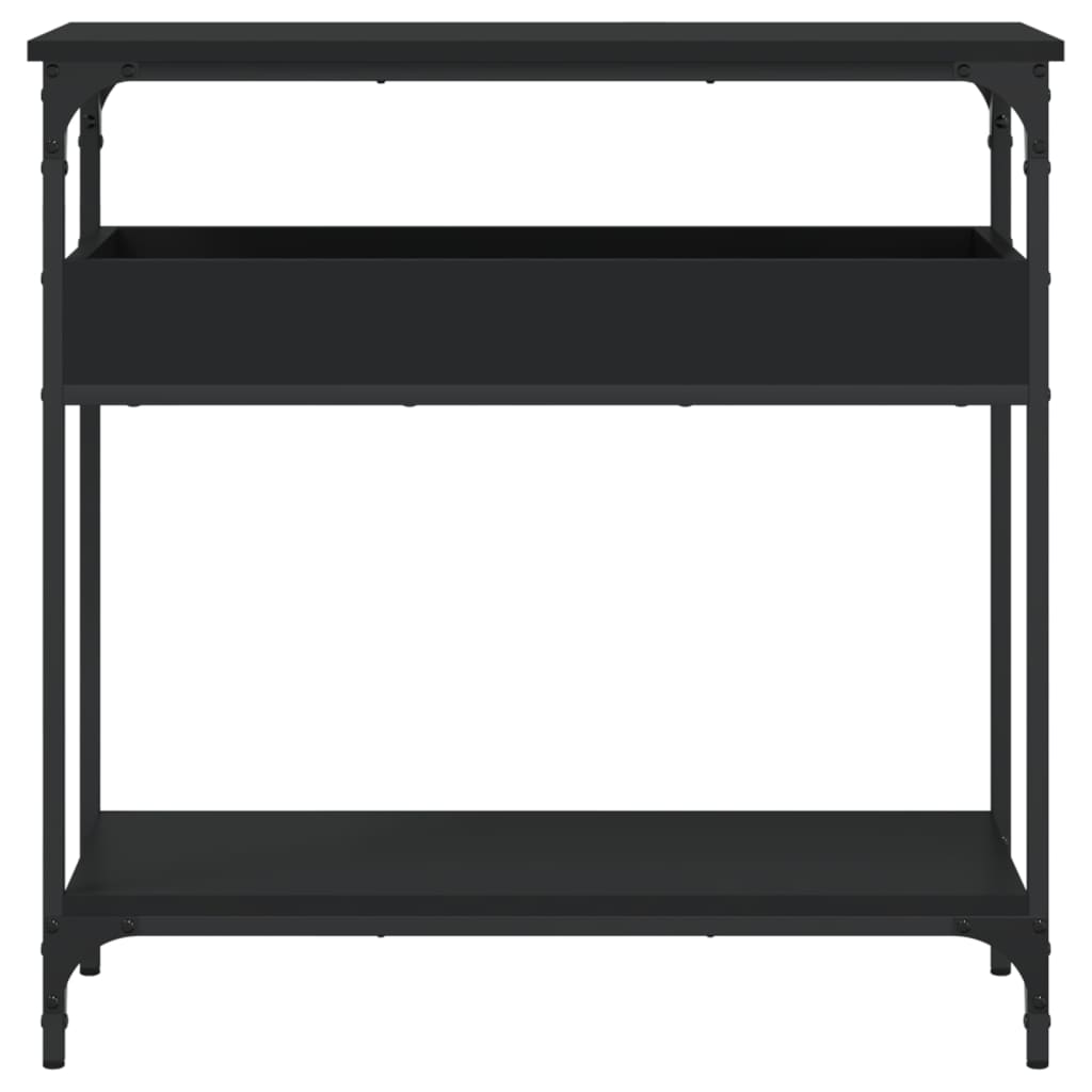 vidaXL Τραπέζι Κονσόλα με Ράφι Μαύρο 75x29x75 εκ. Επεξεργασμένο Ξύλο