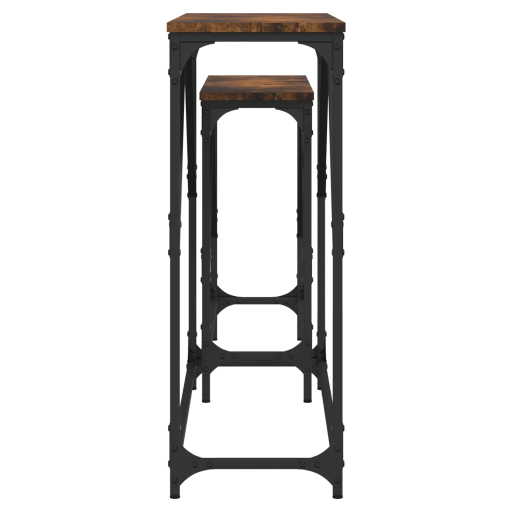 vidaXL Τραπέζια Κονσόλας Ζιγκόν 2 τεμ. Καπνιστή Δρυς από Επεξεργ. Ξύλο