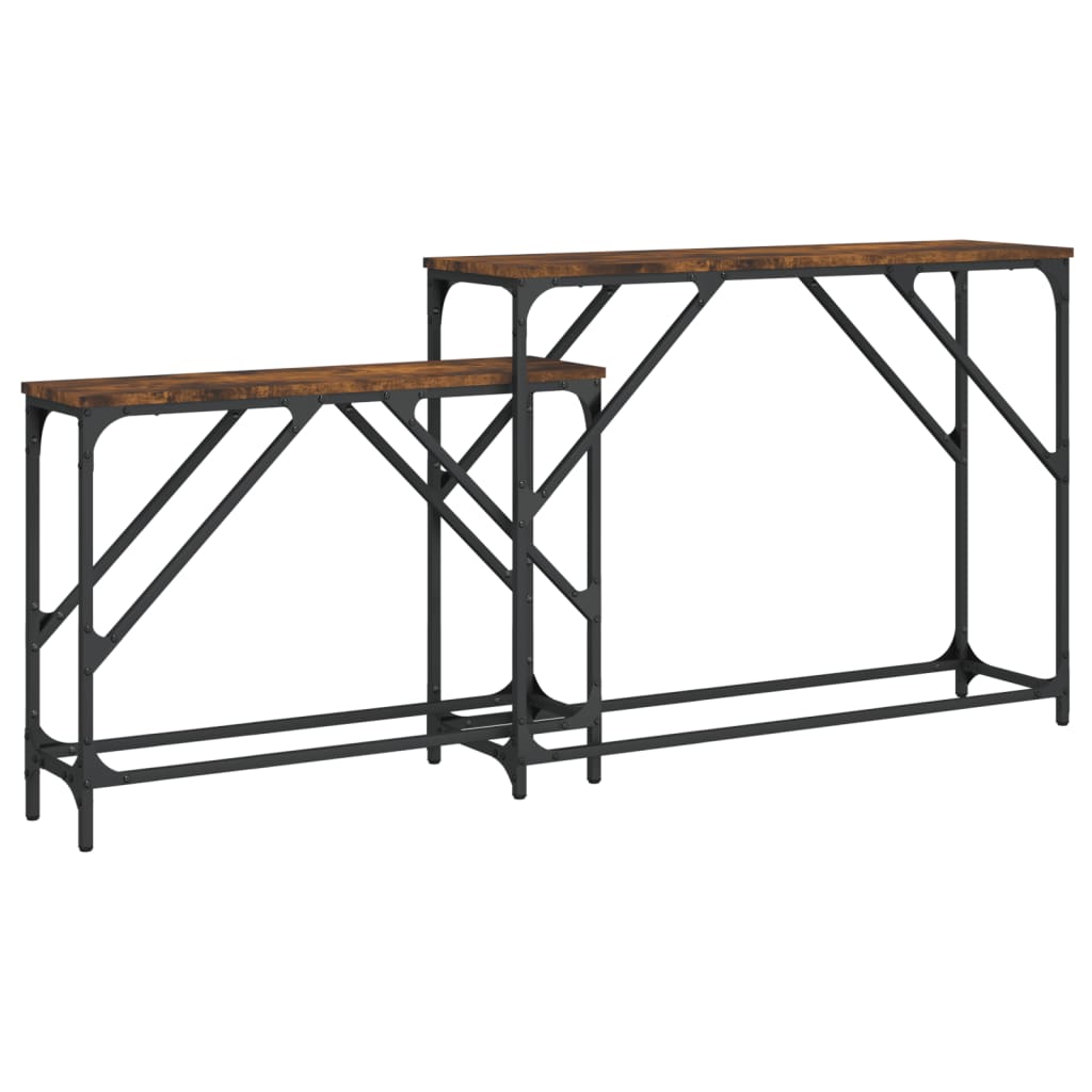 vidaXL Τραπέζια Κονσόλας Ζιγκόν 2 τεμ. Καπνιστή Δρυς από Επεξεργ. Ξύλο