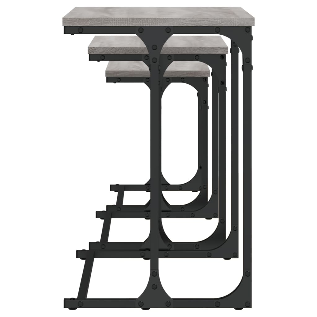 vidaXL Τραπεζάκια Ζιγκόν 3 τεμ. Γκρι Sonoma από Επεξεργασμένο Ξύλο