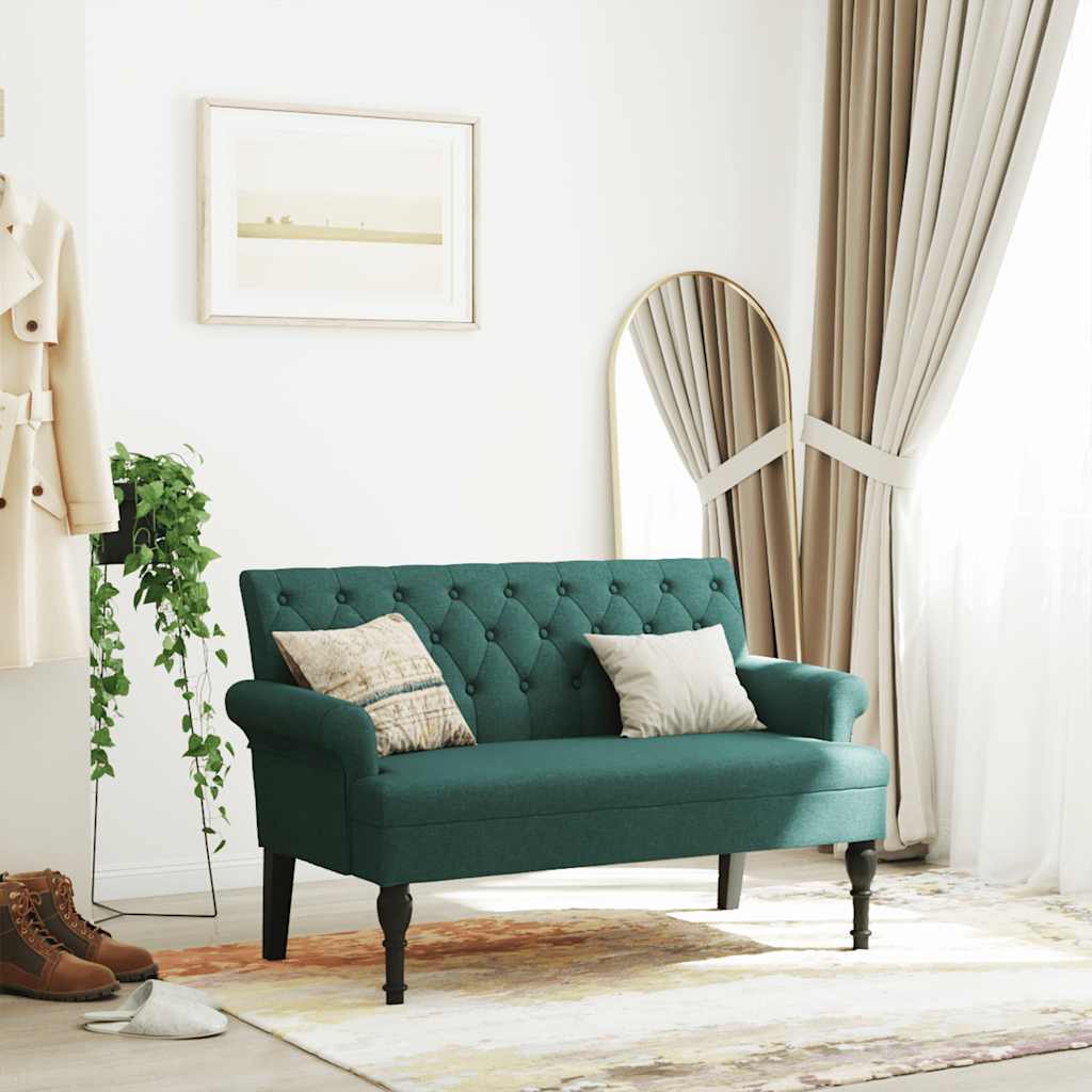 vidaXL Παγκάκι με Πλάτη Σκούρο Πράσινο 120 x 62 x 75,5 εκ. Υφασμάτινο