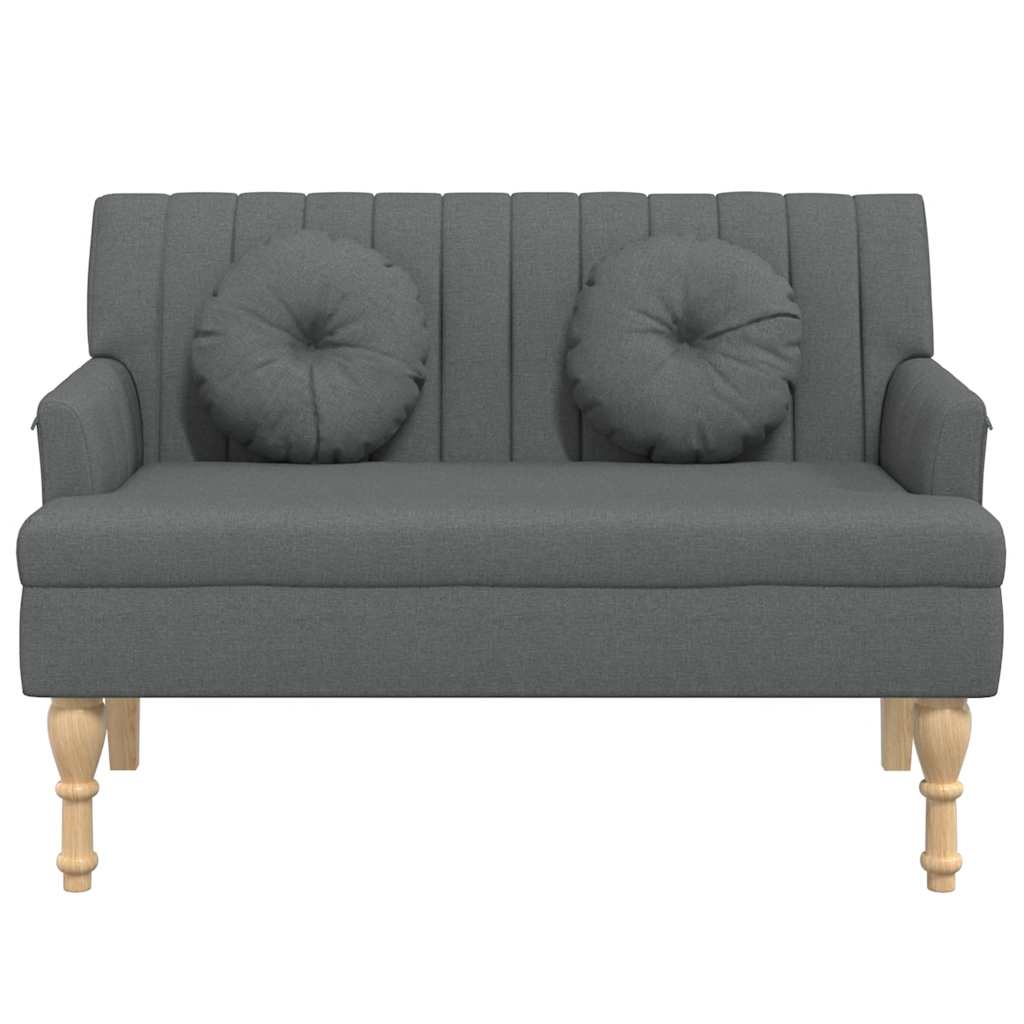 vidaXL Παγκάκι Σκούρο Γκρι 113x64,5x75,5 εκ. Υφασμάτινο με Μαξιλάρια