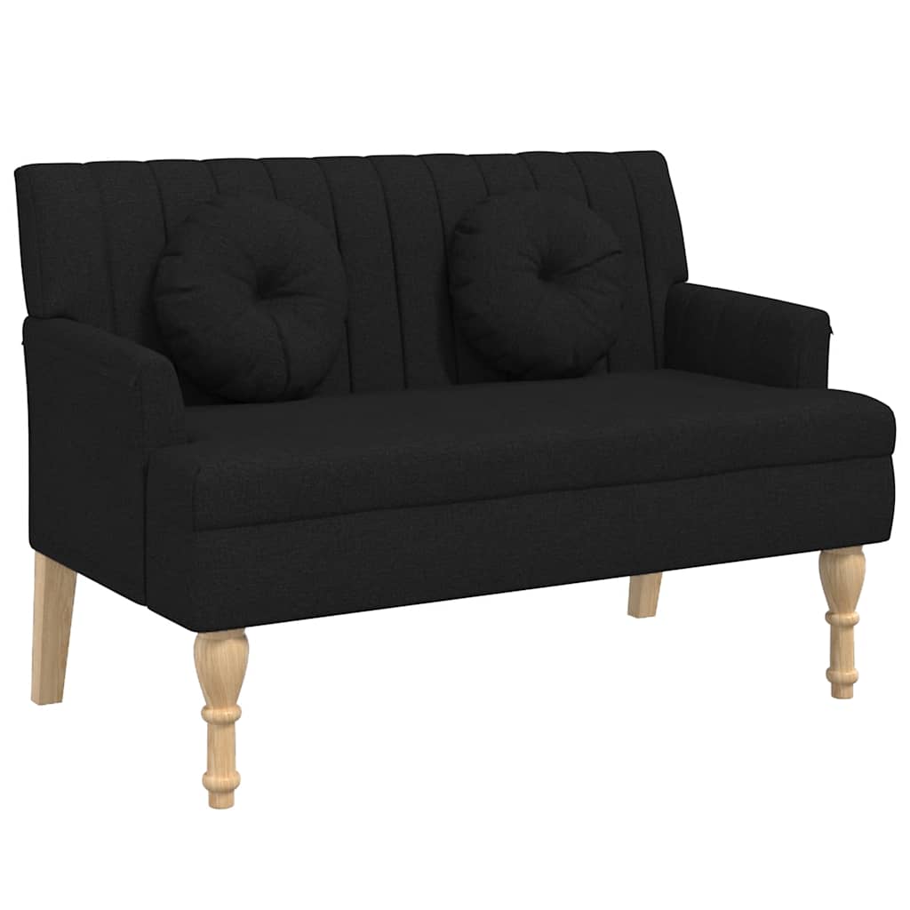 vidaXL Παγκάκι Μαύρο 113 x 64,5 x 75,5 εκ. Υφασμάτινο με Μαξιλάρια
