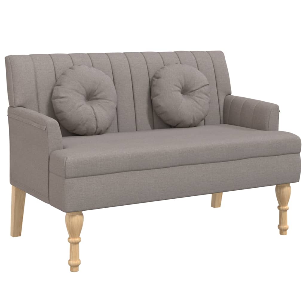 vidaXL Παγκάκι Taupe 113 x 64,5 x 75,5 εκ. Υφασμάτινο με Μαξιλάρια