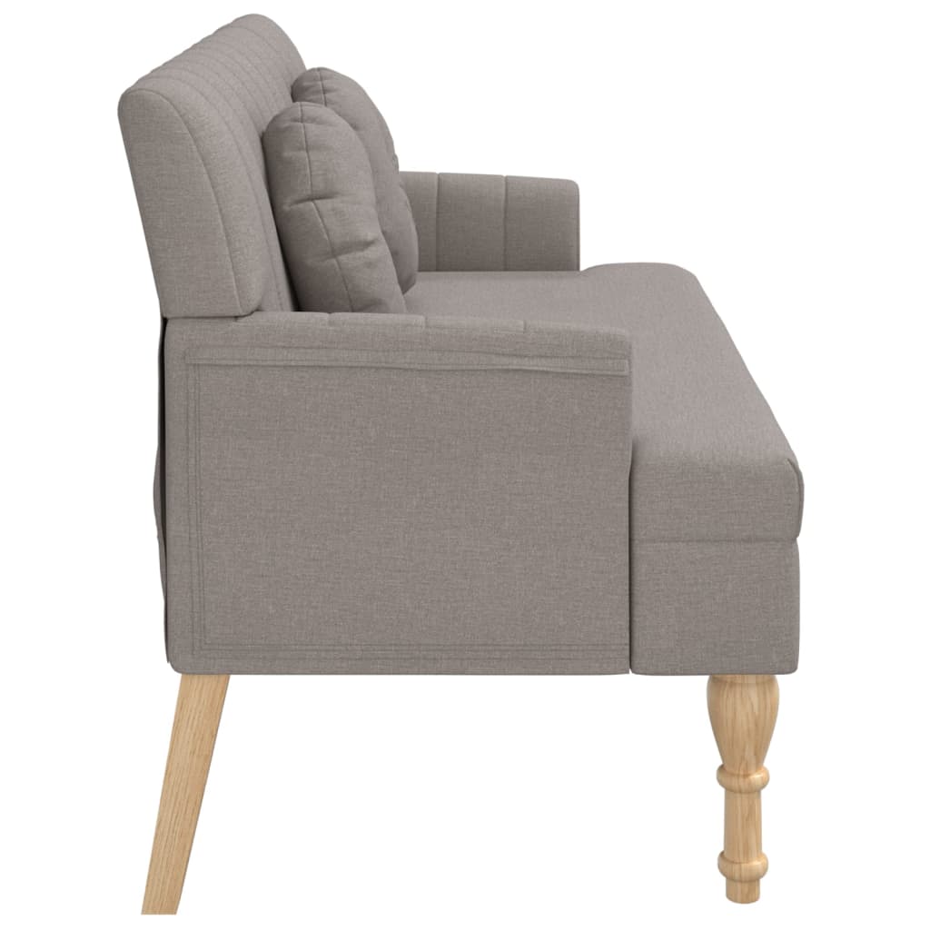 vidaXL Παγκάκι Taupe 113 x 64,5 x 75,5 εκ. Υφασμάτινο με Μαξιλάρια