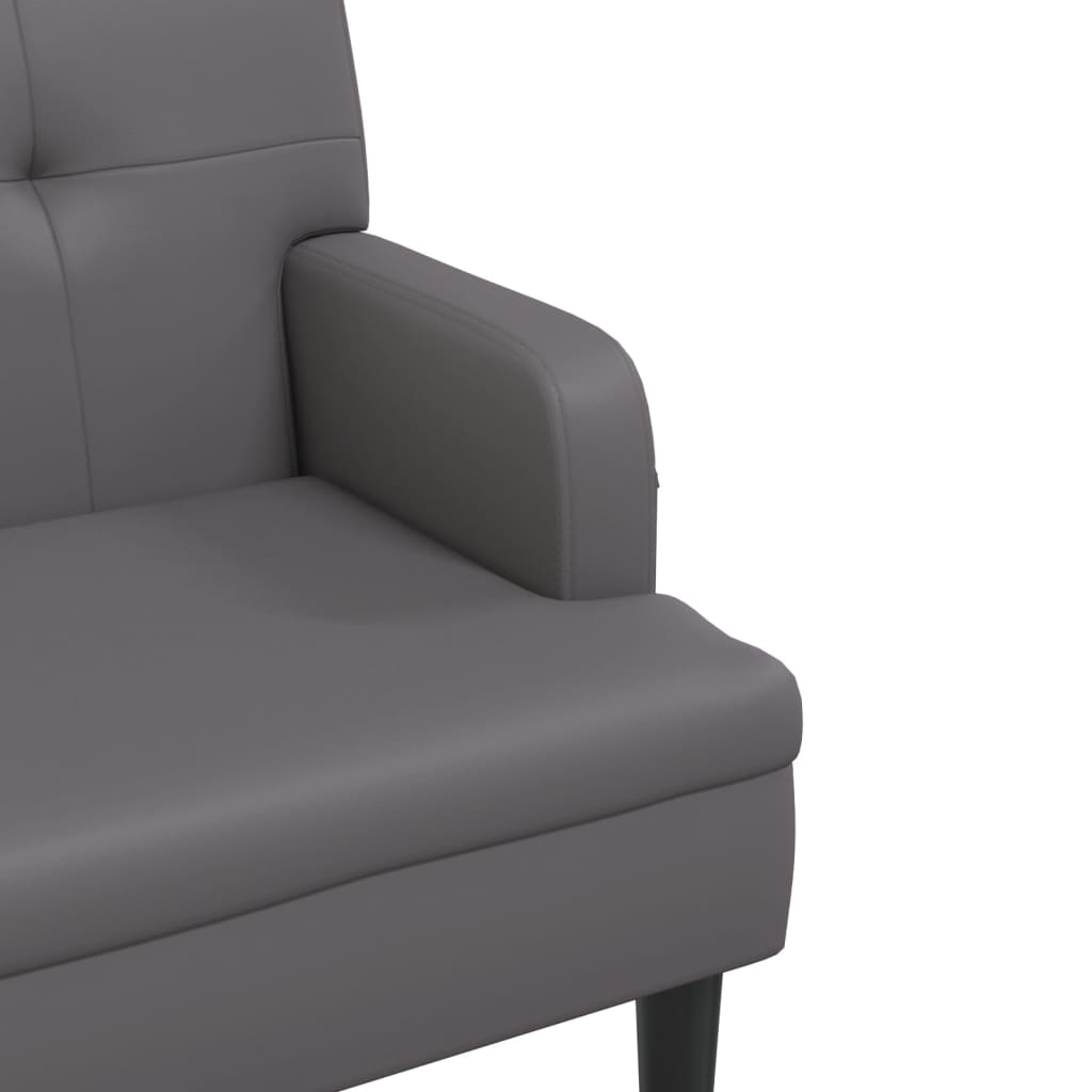 vidaXL Παγκάκι με Πλάτη Γκρι 112 x 65,5 x 75 εκ. από Συνθετικό Δέρμα