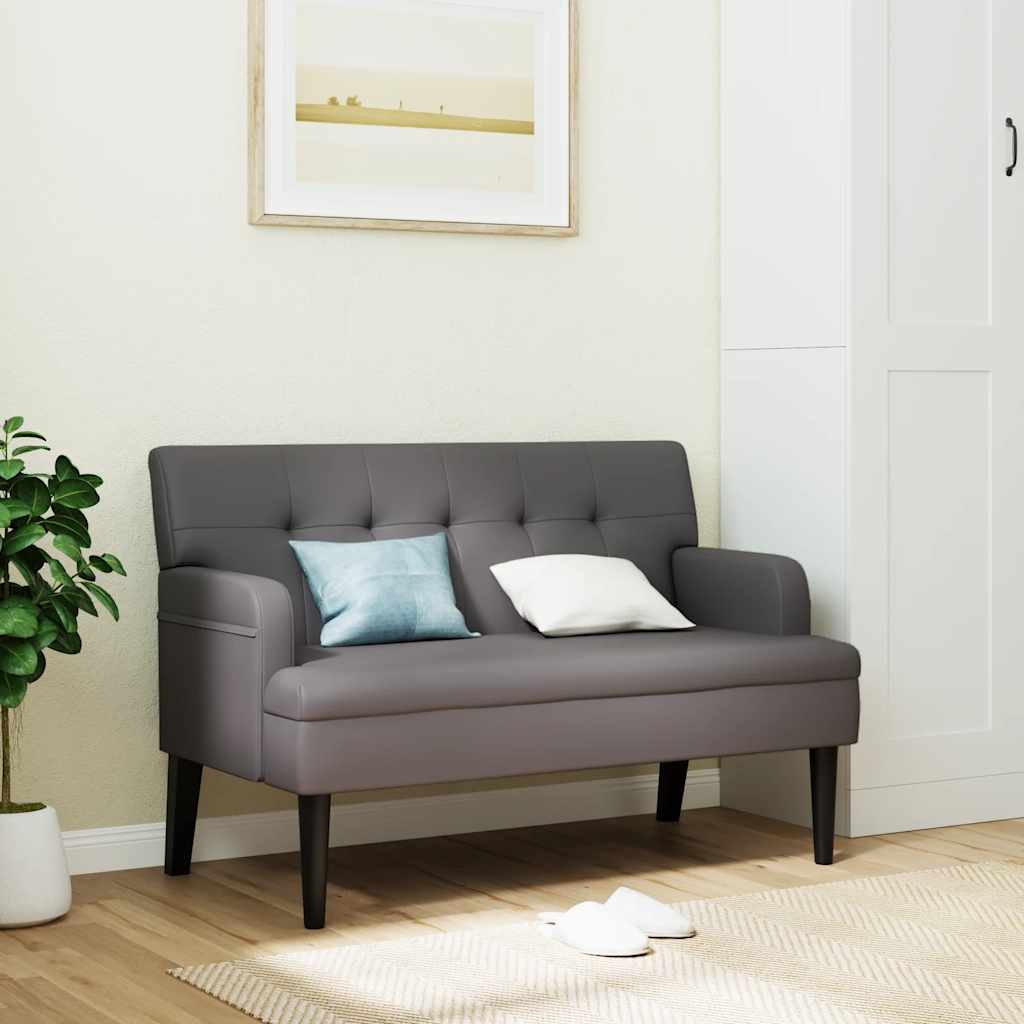 vidaXL Παγκάκι με Πλάτη Γκρι 112 x 65,5 x 75 εκ. από Συνθετικό Δέρμα