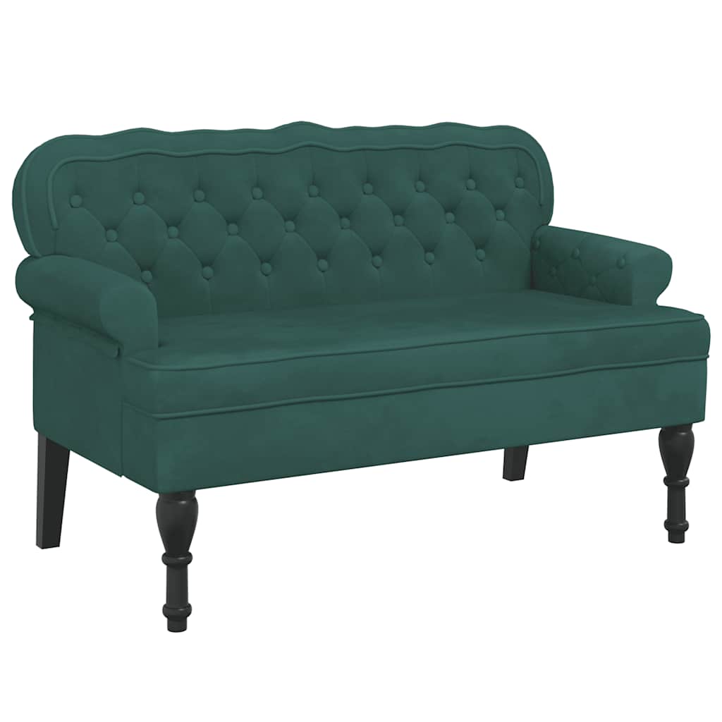 vidaXL Παγκάκι με Πλάτη Σκούρο Πράσινο 119,5x64,5x75 εκ. Βελούδινο