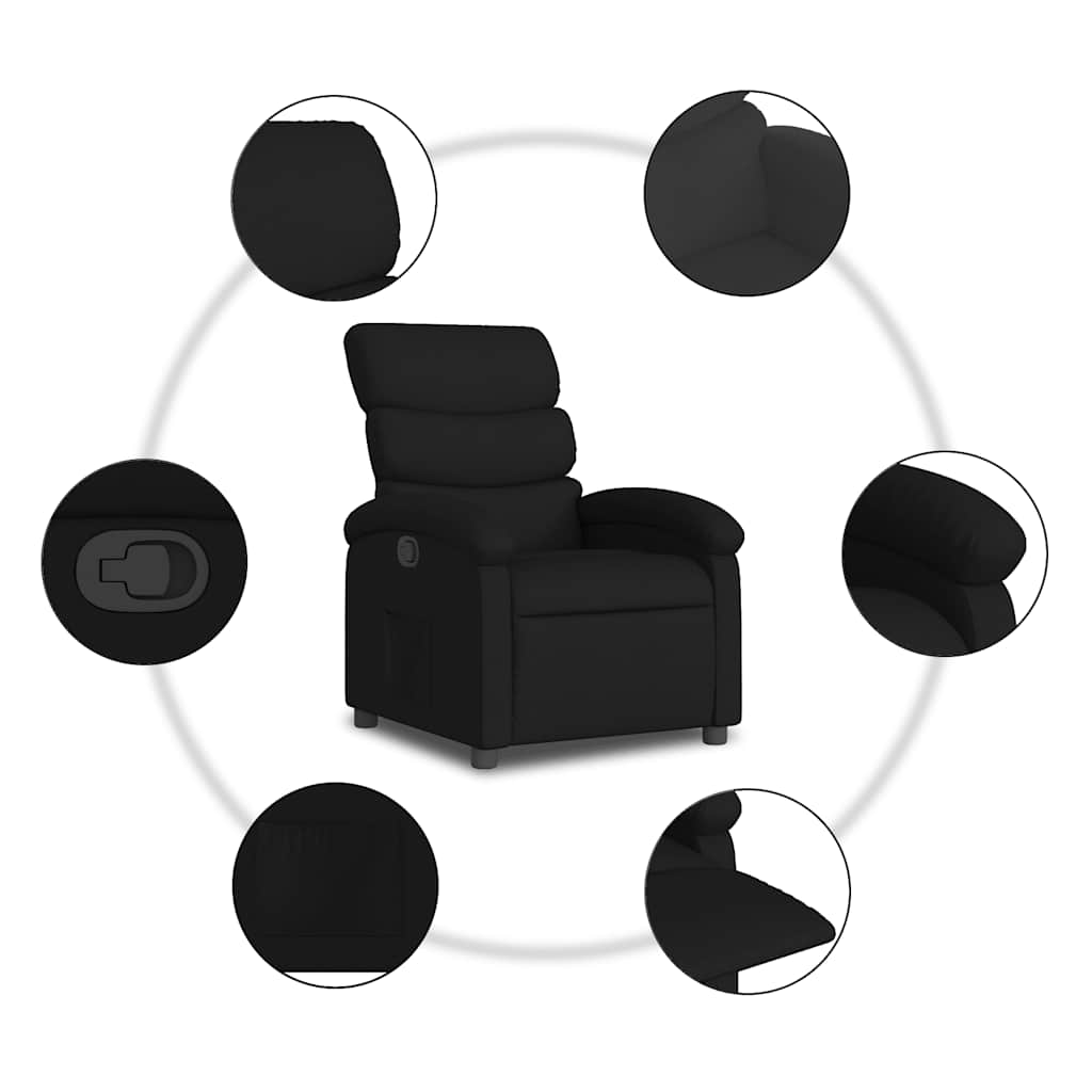 vidaXL Πολυθρόνα Ανακλινόμενη Μαύρη Υφασμάτινη