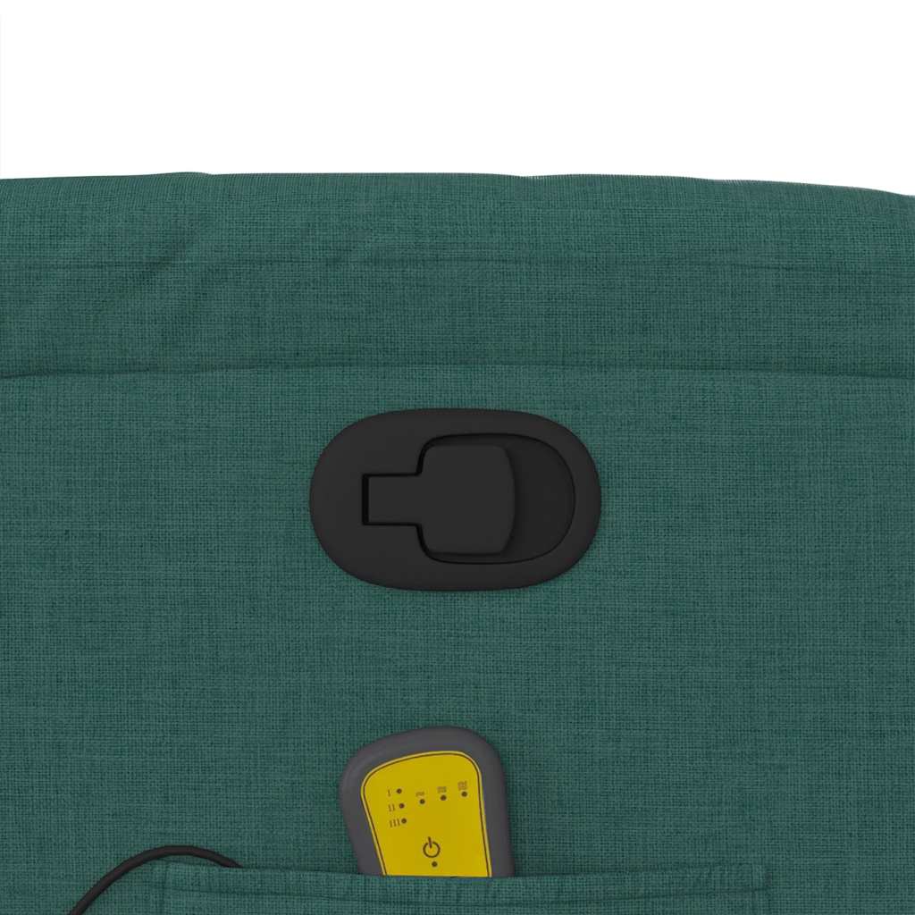 vidaXL Πολυθρόνα Μασάζ Ανακλινόμενη Σκούρο Πράσινο Υφασμάτινη