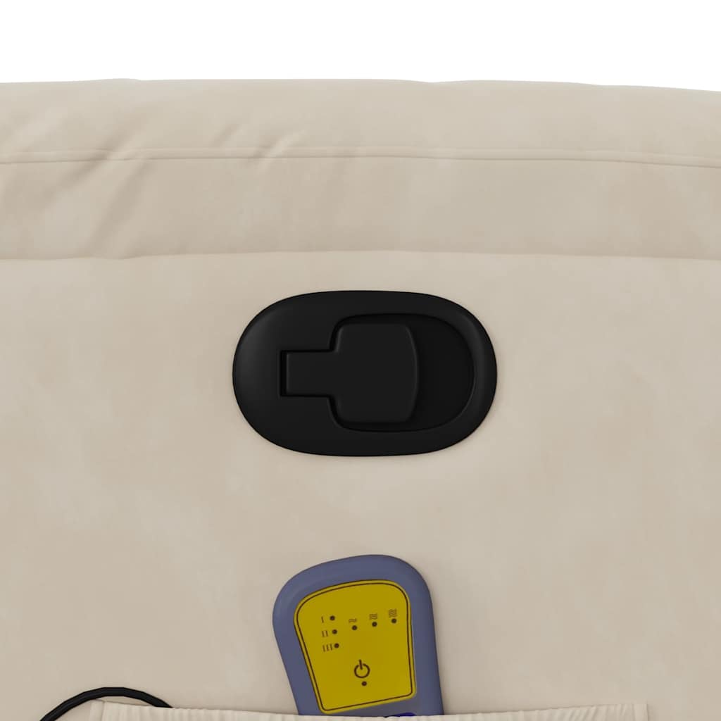 vidaXL Πολυθρόνα Μασάζ Ανακλινόμενη Μπεζ από Ύφασμα Μικροϊνών