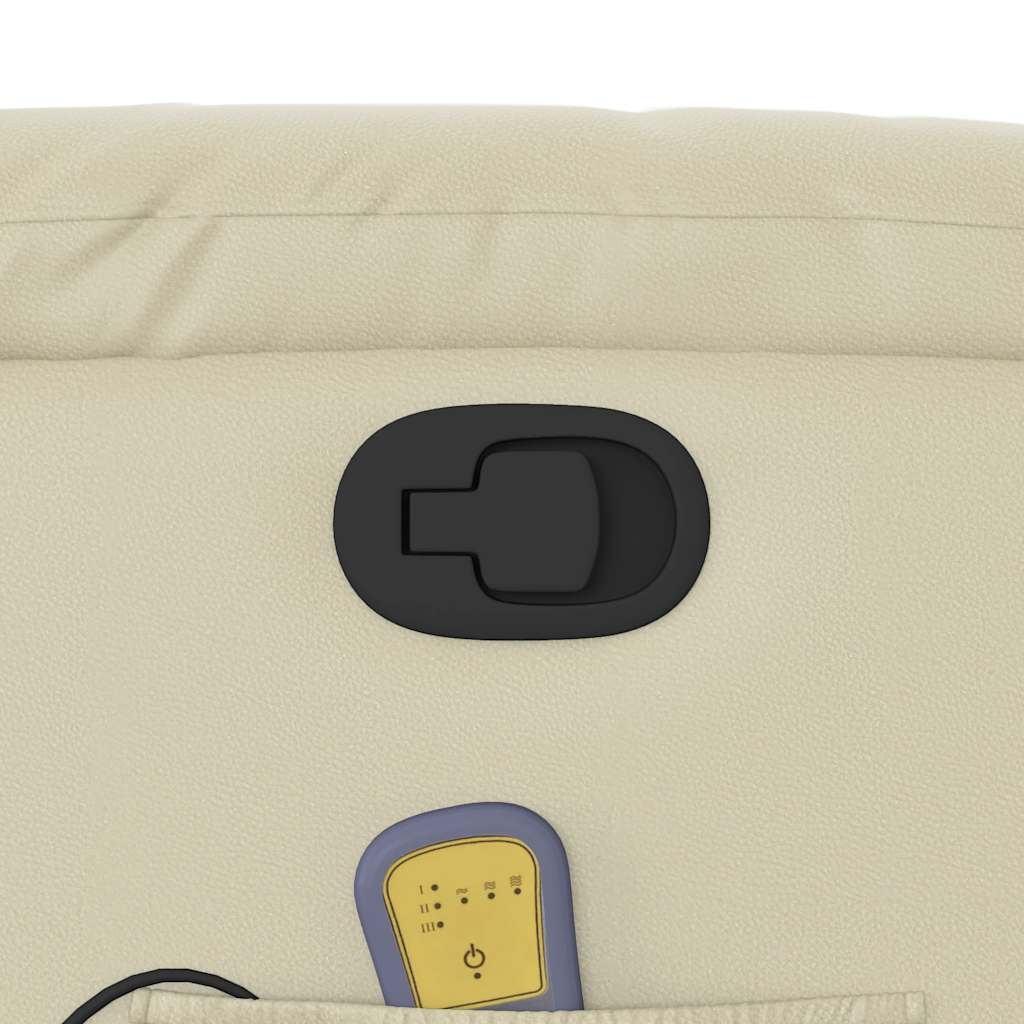 vidaXL Πολυθρόνα Μασάζ Ανακλινόμενη Κρεμ από Συνθετικό Δέρμα