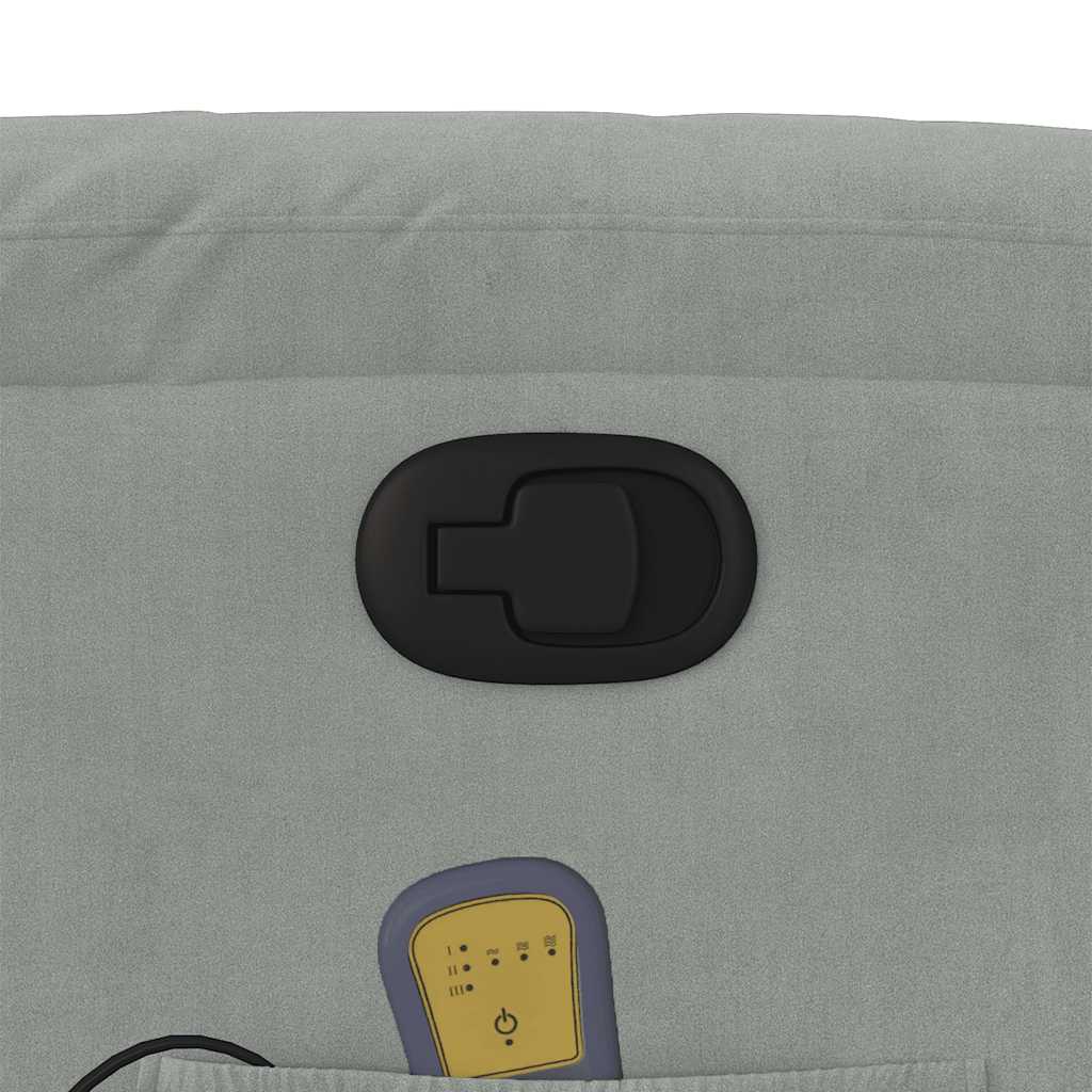 vidaXL Πολυθρόνα Μασάζ Ανακλινόμενη Ανοιχτό Γκρι Βελούδινη