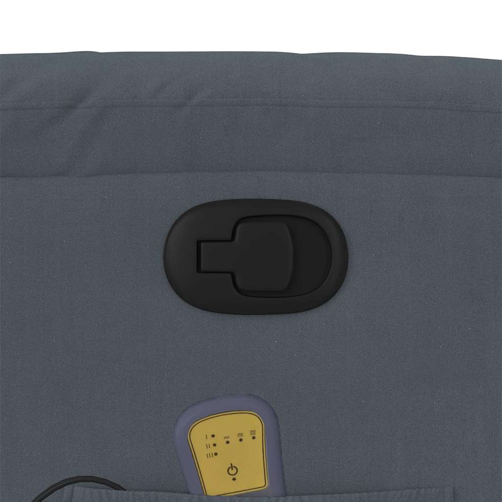 vidaXL Πολυθρόνα Μασάζ Ανακλινόμενη Σκούρο Γκρι Βελούδινη