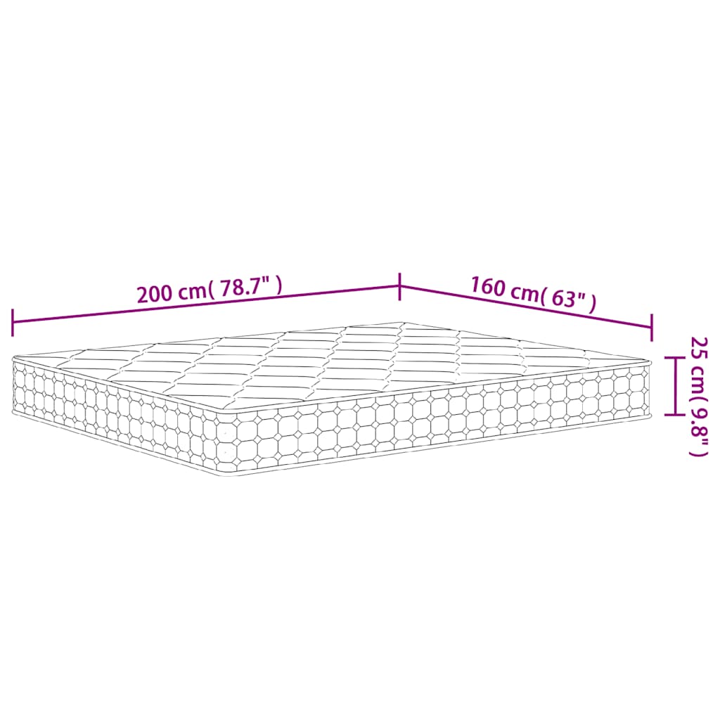 vidaXL Στρώμα με Pocket Springs Μεσαία Σκληρότητα 160 x 200 εκ.