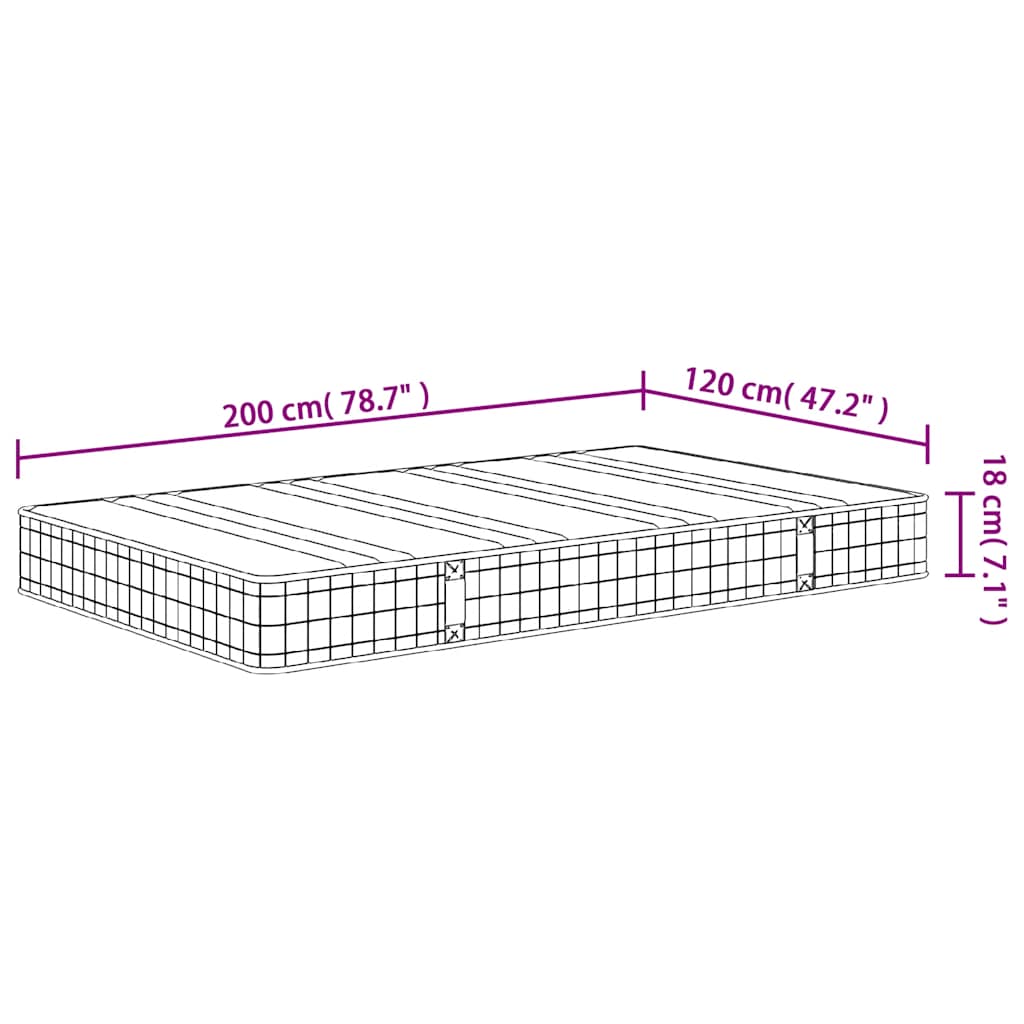 vidaXL Στρώμα με Bonnell Springs Μεσαία Σκληρότητα 120 x 200 εκ.