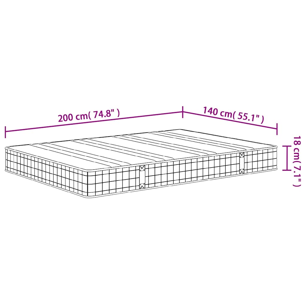 vidaXL Στρώμα με Bonnell Springs Μεσαία Σκληρότητα 140 x 200 εκ.