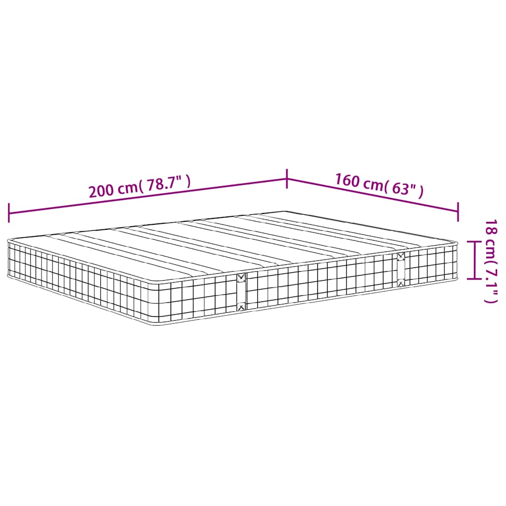 vidaXL Στρώμα με Bonnell Springs Μεσαία Σκληρότητα 160 x 200 εκ.