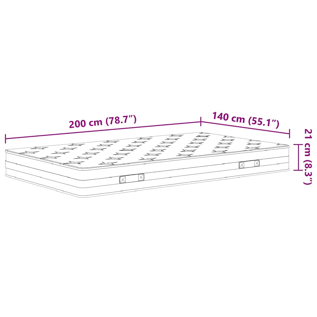 vidaXL Στρώμα με Bonnell Springs Μεσαία Σκληρότητα 140 x 200 εκ.