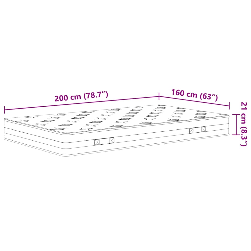 vidaXL Στρώμα με Bonnell Springs Μεσαία Σκληρότητα 160 x 200 εκ.