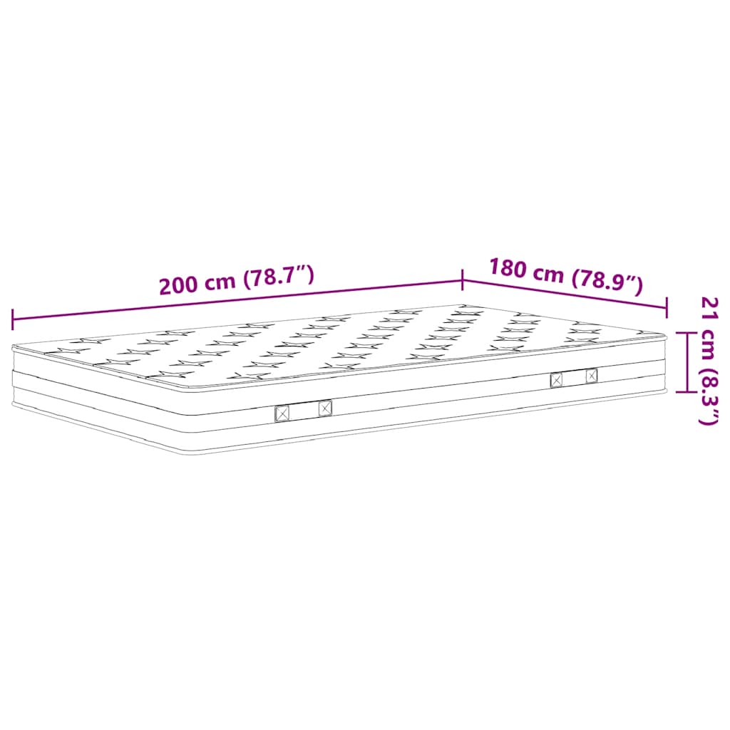 vidaXL Στρώμα με Bonnell Springs Μεσαία Σκληρότητα 180 x 200 εκ.