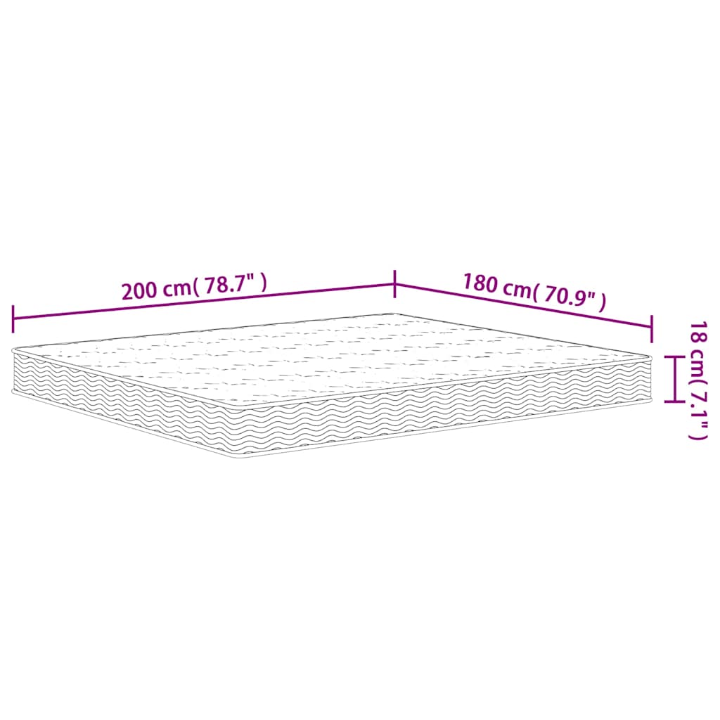 vidaXL Στρώμα με Bonnell Springs Μεσαία Σκληρότητα 180 x 200 εκ.