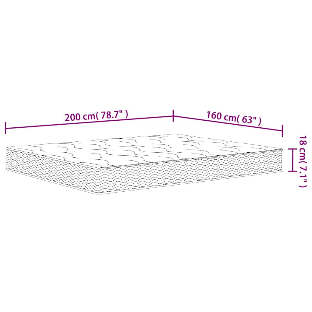 vidaXL Στρώμα με Bonnell Springs Μεσαία Σκληρότητα 160 x 200 εκ.