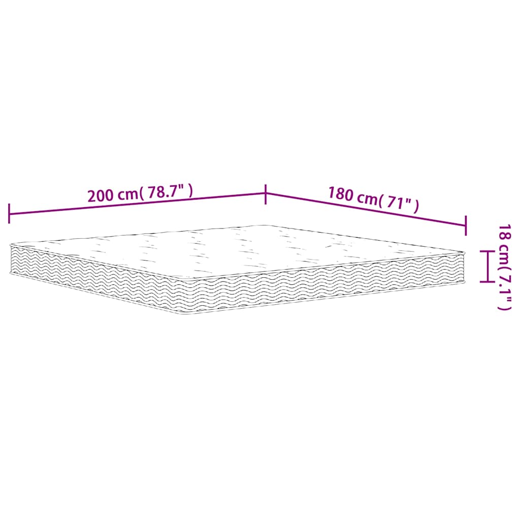vidaXL Στρώμα με Bonnell Springs Μεσαία Σκληρότητα 180 x 200 εκ.