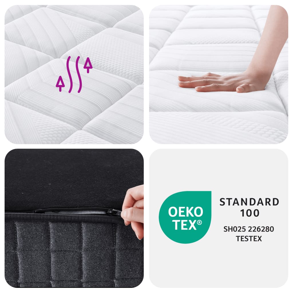 vidaXL Στρώμα με Pocket Springs Μεσαία Plus Σκληρότητα 90x200 εκ.