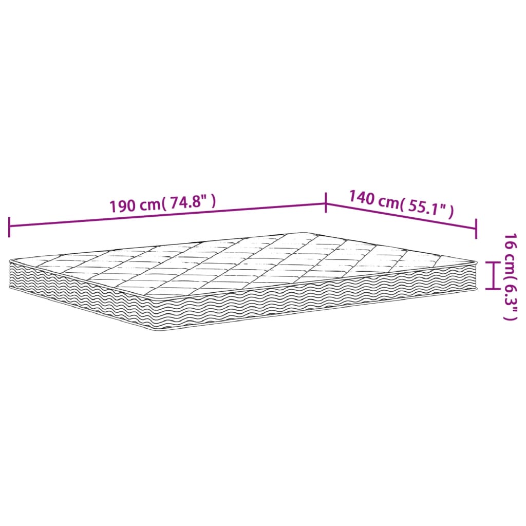 vidaXL Στρώμα Αφρού Medium Soft 140x190 εκ.