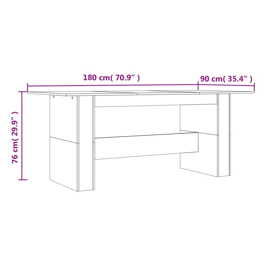 vidaXL Τραπεζαρία Καπνιστή Δρυς 180x90x76 εκ. Επεξεργασμένο Ξύλο
