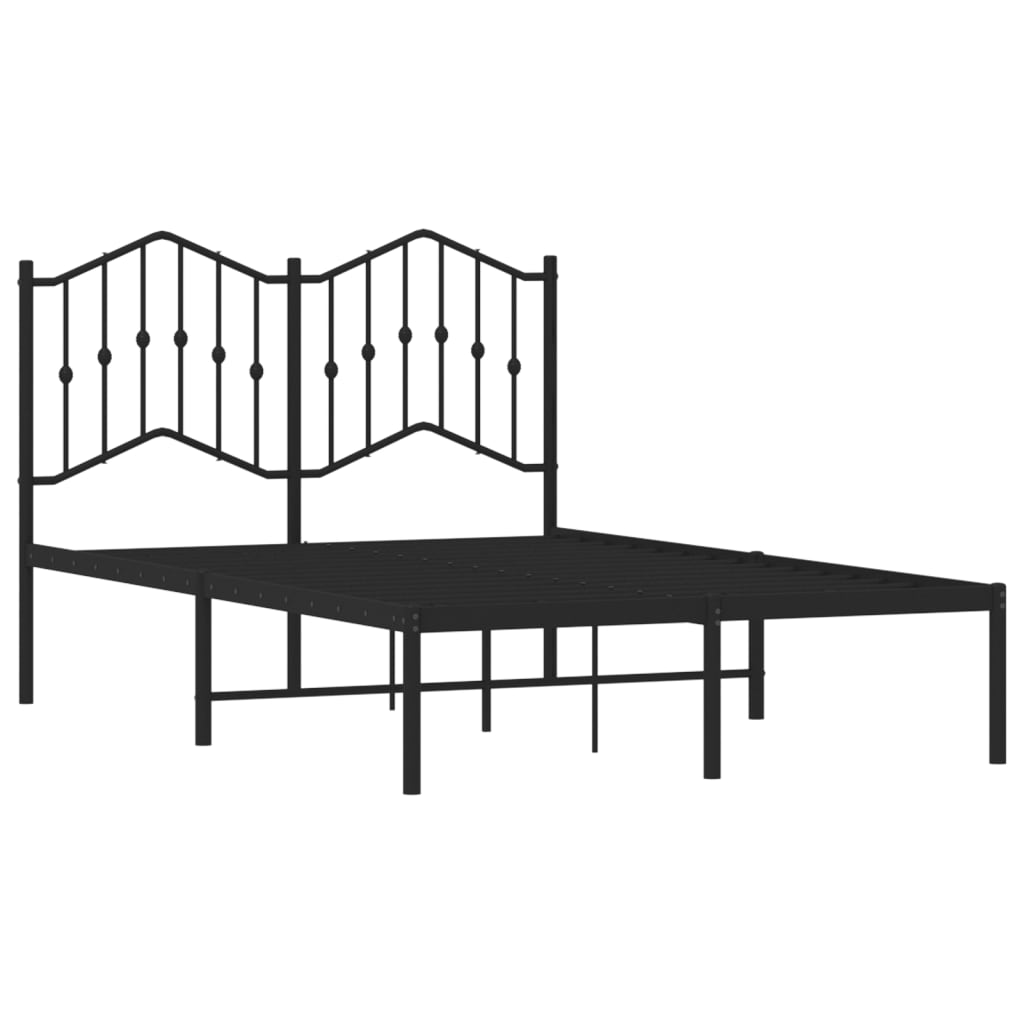 vidaXL Πλαίσιο Κρεβατιού με Κεφαλάρι Μαύρο 120 x 190 εκ. Μεταλλικό