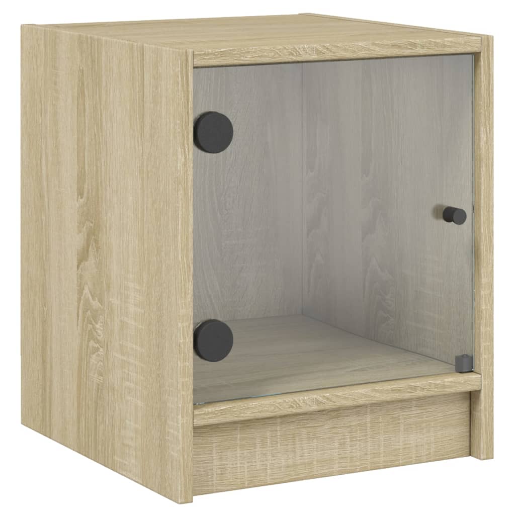 vidaXL Κομοδίνα με Γυάλινες Πόρτες 2 τεμ. Sonoma Δρυς 35x37x42 εκ.