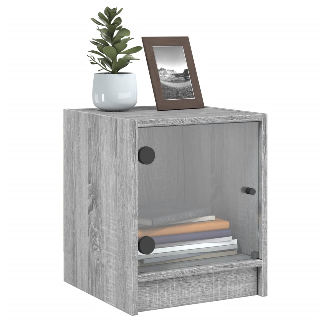 vidaXL Κομοδίνο Γκρι Sonoma 35x37x42 εκ. με Γυάλινη Πόρτα