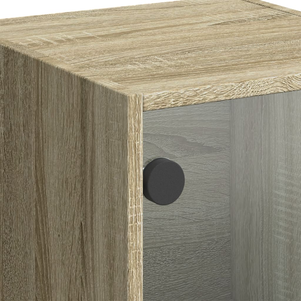 vidaXL Ντουλάπι Sonoma Δρυς 35 x 37 x 109 εκ. με Γυάλινες Πόρτες
