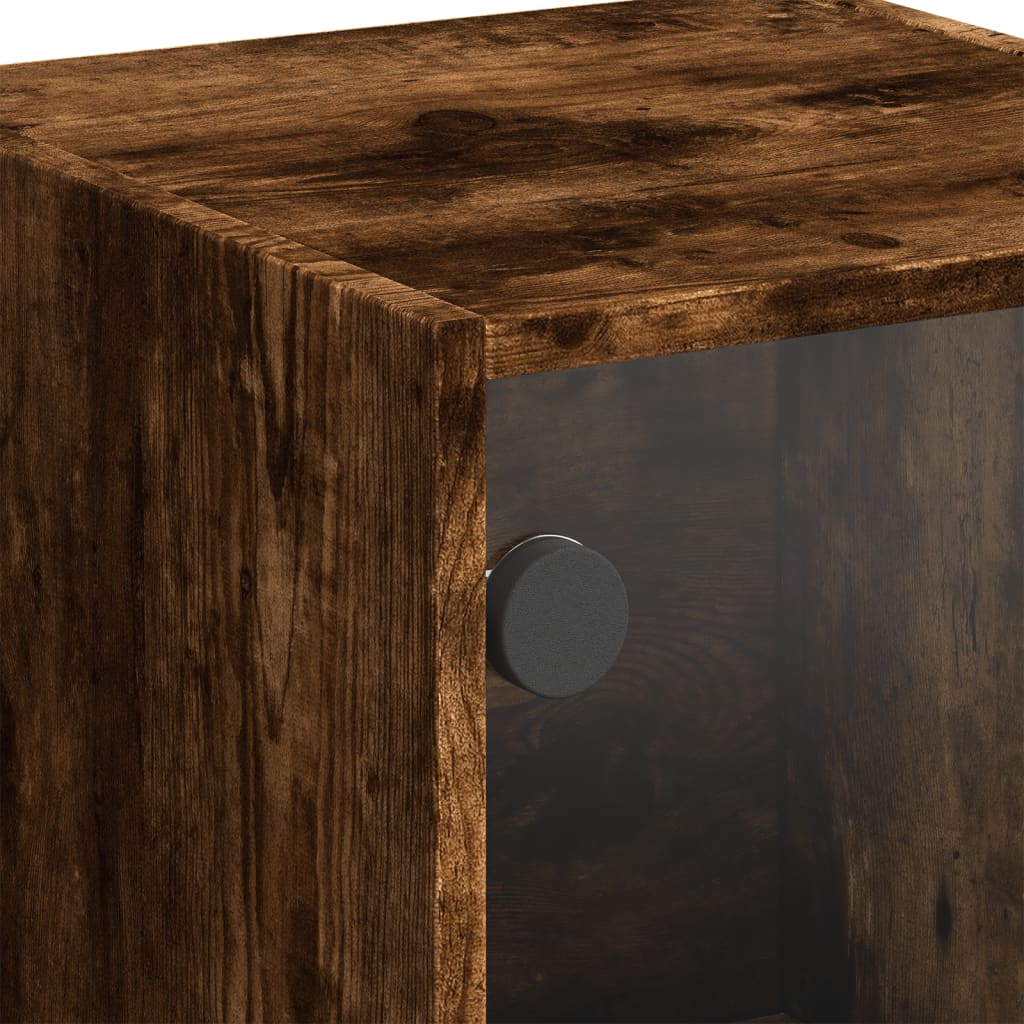 vidaXL Ντουλάπι Καπνιστή Δρυς 35x37x109 εκ. με Γυάλινες Πόρτες